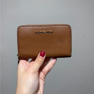 Michael Kors Tan Leather Zip Wallet